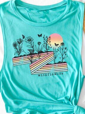 Wildflowers Tank Top | Floral Wildflowers Shirt, Cottagecore Nature Graphic Tank